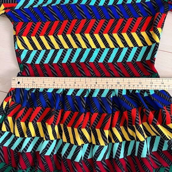 LuLaRoe Amelia Dress Fit & Flare Midi Dress Multicolour Chevron Sz S - Picture 6 of 9
